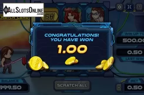 Win screen 2. Space Hunters Scratch Card from PlayPearls