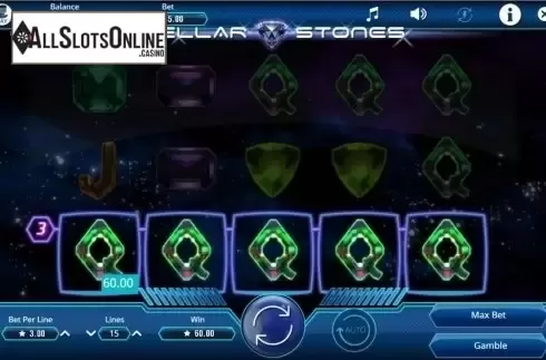 Win screen. Stellar Stones from Booming Games