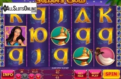 Reels screen. Sultan's Gold from Playtech