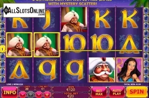 Win screen. Sultan's Gold from Playtech