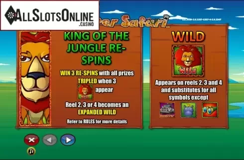 Paytable 1. Super Safari from NextGen