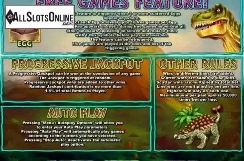 Free Spins. T-Rex from RTG