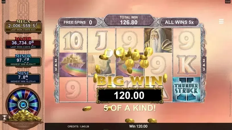 Thunderstruck II Mega Moolah slot screenshot 7