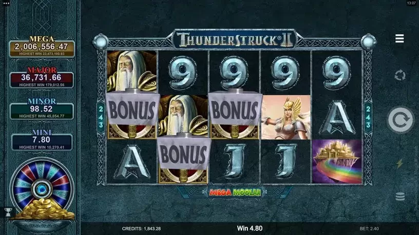 Thunderstruck II Mega Moolah slot screenshot 4