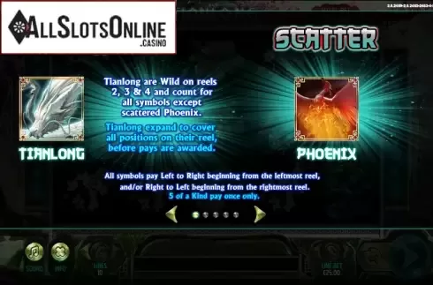 Paytable 1. Tianlong from GamesLab