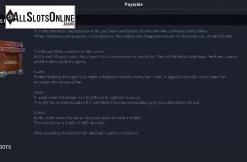 Bonus game screen
