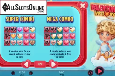 Combo symbols. Valentines Victory from 888 Gaming