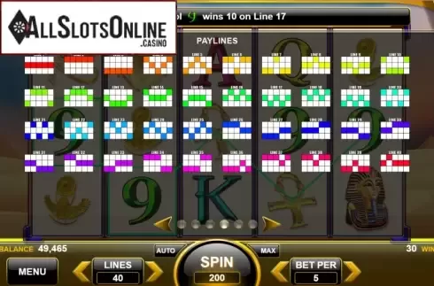 Paylines. Wealth of the Nile from Spin Games