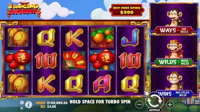 3 Dancing Monkeys slot screenshot 1