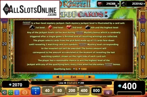 Paytable 3. 40 Almighty Ramses II from EGT