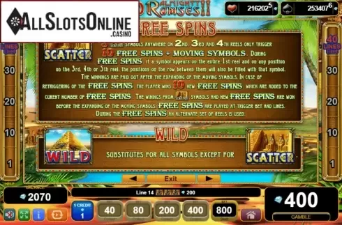Paytable 1. 40 Almighty Ramses II from EGT