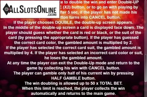 Paytable 3. 40 Mega Slot from Casino Technology
