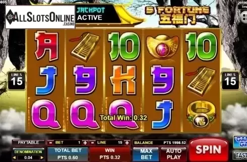 Win Screen. 5 Fortune from Spadegaming