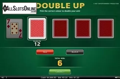 Game Screen. All American Double Up from NetEnt
