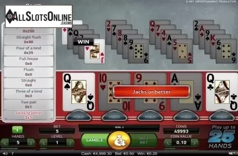Game Screen. All American Double Up from NetEnt