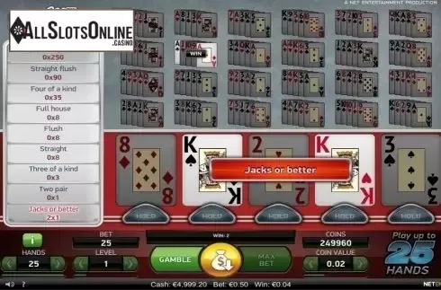 Game Screen. All American Double Up from NetEnt