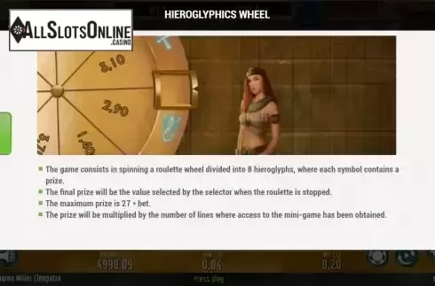Bonus wheel screen