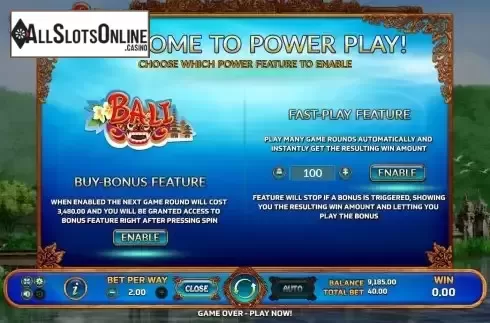Buy Bonus screen