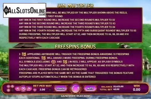 Multipliers and FS features screen