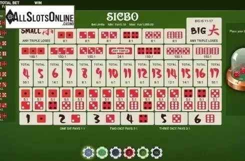 Reel screen. Bitcoin Sic Bo from OneTouch