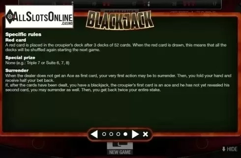 Rules 4. Blackjack Multihand 7 Seats VIP from GAMING1
