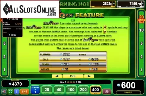 Features 3. Burning Hot Egypt Quest from EGT