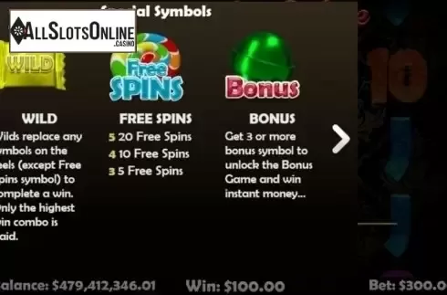 Special Symbols. Candy Cash Deluxe from Mobilots