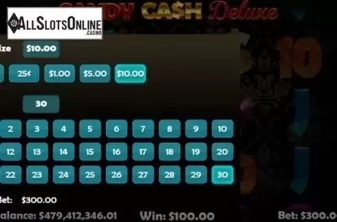 Coin Size. Candy Cash Deluxe from Mobilots