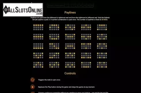 Paylines screen