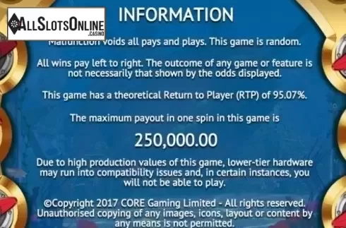 Paytable 4. Deep Riches from CORE Gaming