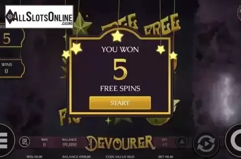Free spins screen