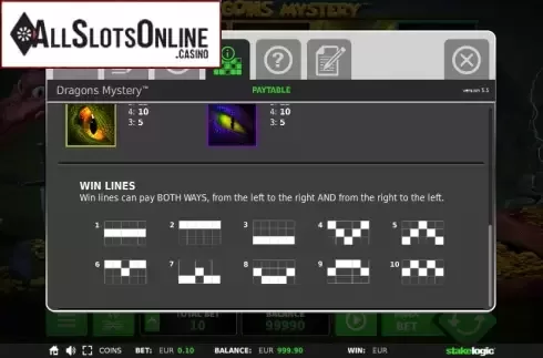 Paytable 3. Dragons Mystery (StakeLogic) from StakeLogic