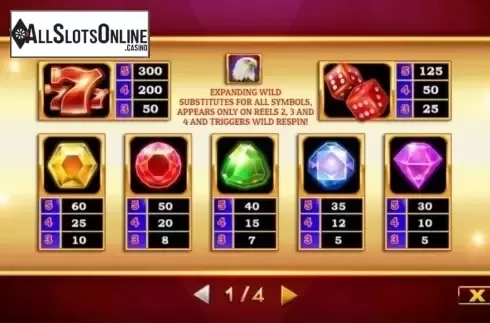 Paytable. Eaglemania from Givme Games