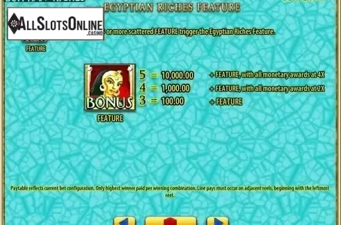 Paytable 3. Egyptian Riches (SG) from SG