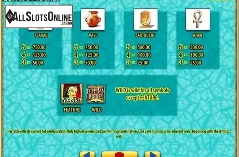 Paytable 2. Egyptian Riches (SG) from SG