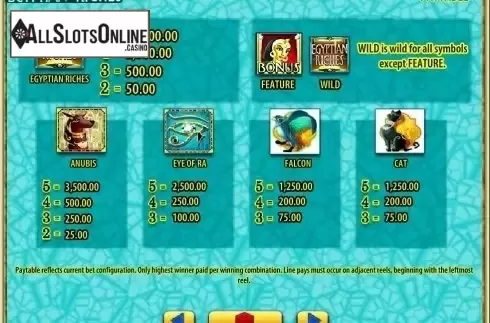 Paytable 1. Egyptian Riches (SG) from SG