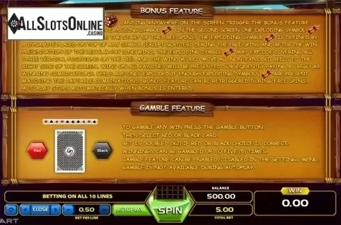 Paytable 2. Explosive Reels from GameArt
