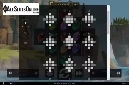 Paylines screen