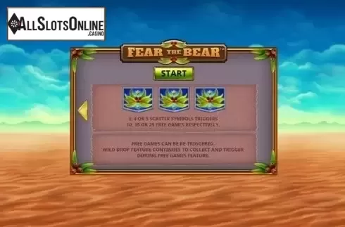 Start Screen. Fear the Bear from Playtech