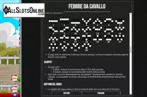 Paylines screen