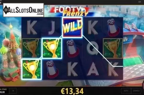 Wild win screen. Footy Frenzy from Cayetano Gaming