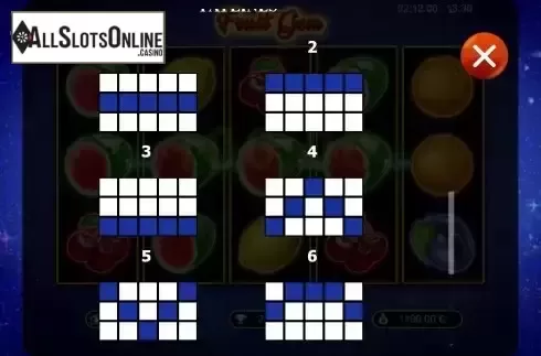 Paylines screen