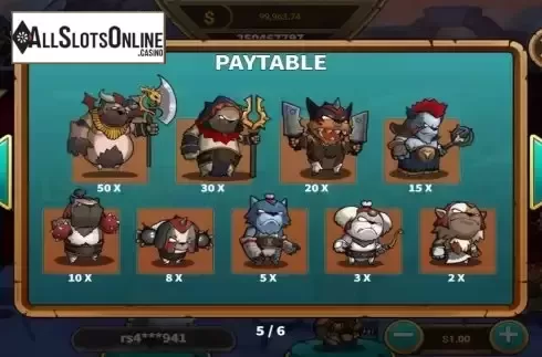 Paytable screen 3