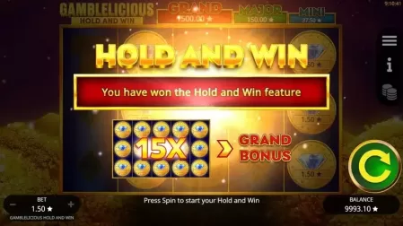 Gamblelicious Hold and Win slot screenshot 3