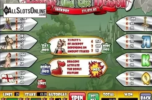 Screen2. George and the Dragon from Playtech