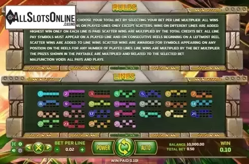 Paylines screen