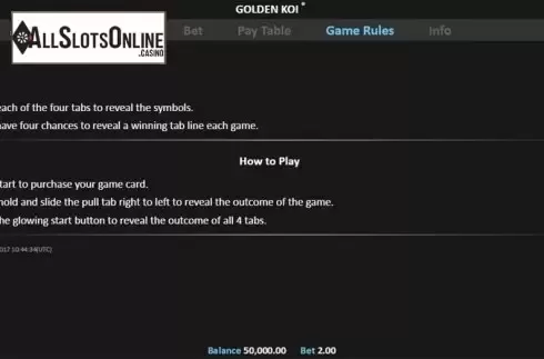Paytable 2. Golden Koi Pull Tab from Realistic