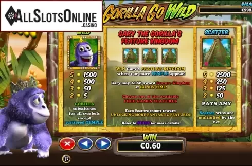 Paytable 2. Gorilla Go Wild from NextGen
