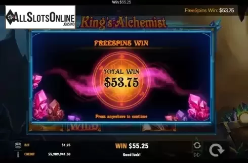 Win Free Spins screen