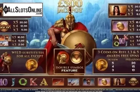 Paytable 1. Leonidas Gold from Bla Bla Bla Studious